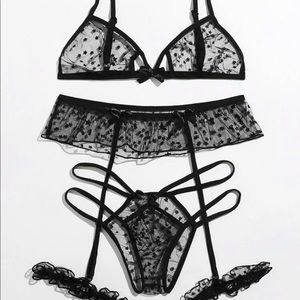 3 PIECE STAR MESH LINGERIE SET